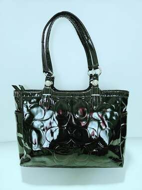 Coach Signature Embossed Patent Leather Tote Shoulder Bag F16564